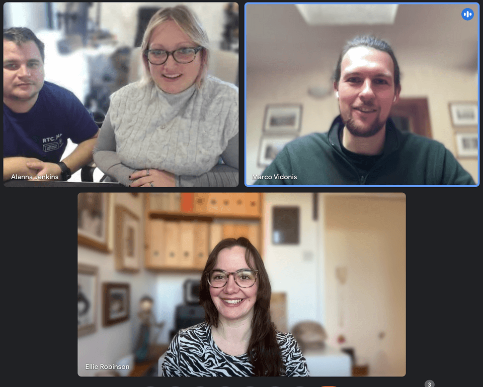 Screenshot of the team having a remote meeting via video call